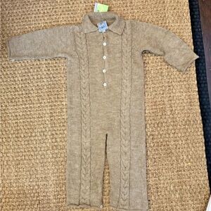Bognar & Piccolini Brown Knit Pants One Piece - 12 Months NWT Luxe Baby